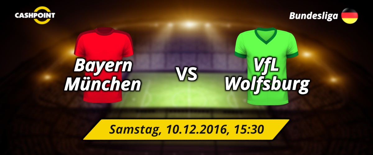 Samstag, 10.12.2016, 15:30 Uhr: Bayern Muenchen VS VfL Wolfsburg, Deutsche Bundesliga 14. Spieltag, München, Allianz Arena