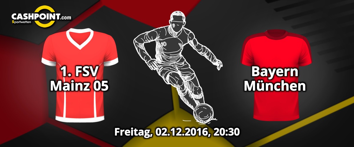 Freitag, 02.12.2016, 20:30 Uhr: FSV Mainz VS Bayern Muenchen, Deutsche Bundesliga 13. Spieltag, Mainz, Opel Arena