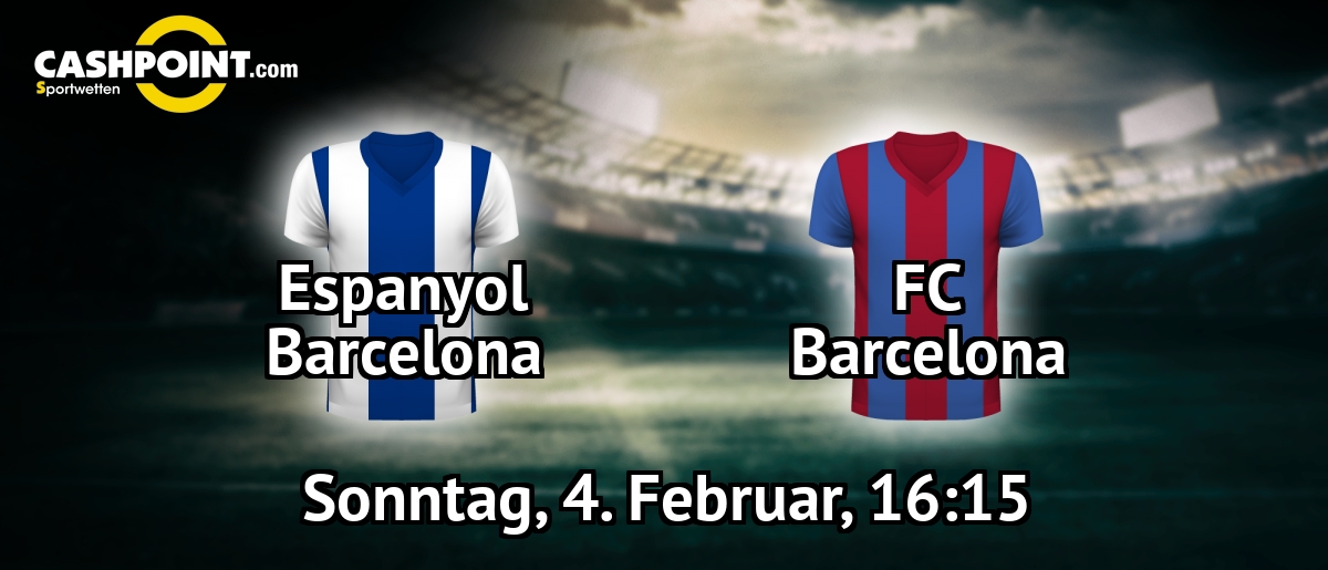 Sonntag, 04.02.2018, 16:15 Uhr: Espanol Barcelona VS FC Barcelona, LaLiga 22. Spieltag, Cornella-El Prat Stadium
